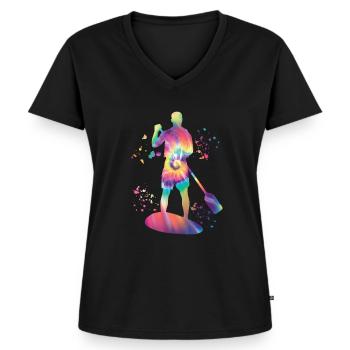 Stand Up Paddling Stand Up Board Sup - Frauen Premium Bio T-Shirt mit V-Ausschnitt - Schwarz - Vorne - AI Model Female 172 light (172cm)