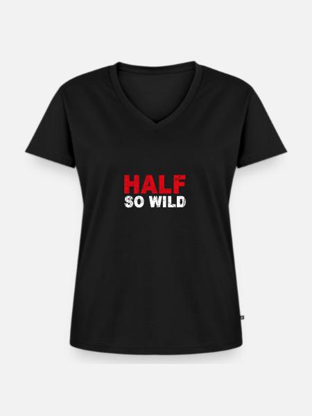 Half so wild Denglisch - Frauen Premium Bio T-Shirt mit V-Ausschnitt - Schwarz