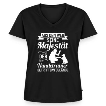 Majestät Hundetrainerin Hundetraining Bekleidung - Frauen Premium Bio T-Shirt mit V-Ausschnitt - Schwarz - Vorne - AI Model Female 172 light (172cm)