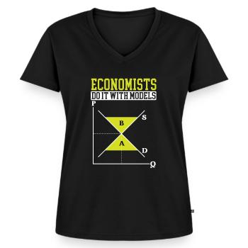 Wirtschaftswissenschaftler Wirtschaftslehrer Beruf Wirtschaft Wirtschaft - Frauen Premium Bio T-Shirt mit V-Ausschnitt - Schwarz - Vorne - AI Model Female 172 light (172cm)