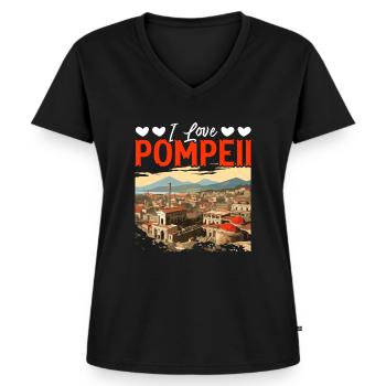 Pompeji Geschichte Reisen Ich liebe das Römische Reich - Frauen Premium Bio T-Shirt mit V-Ausschnitt - Schwarz - Vorne - AI Model Female 172 light (172cm)