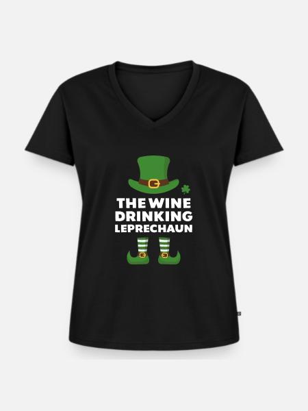 Der Wein trinkende Kobold - Frauen Premium Bio T-Shirt mit V-Ausschnitt - Schwarz