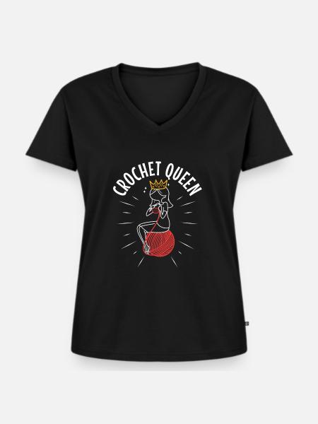 reine du crochet - T-shirt encolure en V Premium bio Femme - noir
