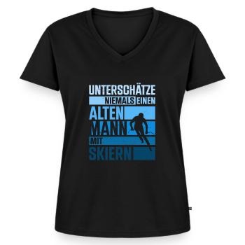 Skifahren Skiurlaub Skifahrer Geschenk Ski fahren - Frauen Premium Bio T-Shirt mit V-Ausschnitt - Schwarz - Vorne - AI Model Female 172 light (172cm)