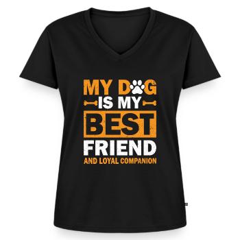 Mon chien est mon meilleur ami et mon fidèle compagnon - T-shirt encolure en V Premium bio Femme - noir - Devant - AI Model Female 172 light (172cm)