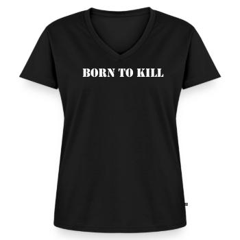 Né pour tuer - T-shirt encolure en V Premium bio Femme - noir - Devant - AI Model Female 172 light (172cm)