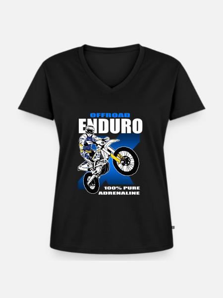 Enduro Offroad - Frauen Premium Bio T-Shirt mit V-Ausschnitt - Schwarz
