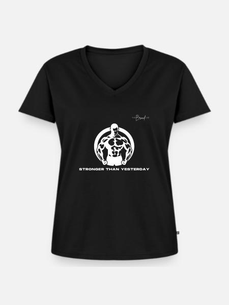 Stronger Than Yesterday - Frauen Premium Bio T-Shirt mit V-Ausschnitt - Schwarz