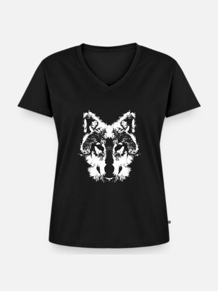 Wolf head - Frauen Premium Bio T-Shirt mit V-Ausschnitt - Schwarz