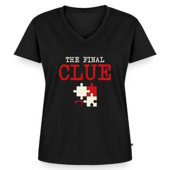 The Last Clue – Crime Dinner Puzzle "Tatort" - Women's Premium Organic V-neck T-shirt - black - Front - AI Model Female 172 light (172cm)
