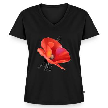 Mohn - Frauen Premium Bio T-Shirt mit V-Ausschnitt - Schwarz - Vorne - AI Model Female 172 light (172cm)