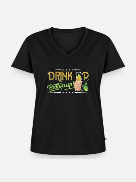 Drink up - Frauen Premium Bio T-Shirt mit V-Ausschnitt - Schwarz