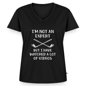 Golfen Ich bin kein Experte Lustiges Golf - Frauen Premium Bio T-Shirt mit V-Ausschnitt - Schwarz - Vorne - AI Model Female 172 light (172cm)