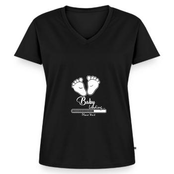 Baby loading please wait Geschenkidee - Frauen Premium Bio T-Shirt mit V-Ausschnitt - Schwarz - Vorne - AI Model Female 172 light (172cm)