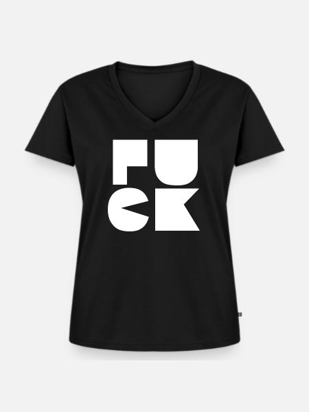 FUCK - Frauen Premium Bio T-Shirt mit V-Ausschnitt - Schwarz