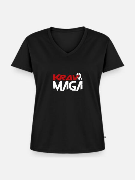 Krav Maga - Frauen Premium Bio T-Shirt mit V-Ausschnitt - Schwarz