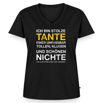 Stolze Tante Nichte Geschenkidee Retro Vintage - Frauen Premium Bio T-Shirt mit V-Ausschnitt - Schwarz - Vorne - AI Model Female 172 light (172cm)