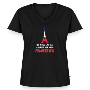 Frankreich - Frauen Premium Bio T-Shirt mit V-Ausschnitt - Schwarz - Vorne - AI Model Female 172 light (172cm)