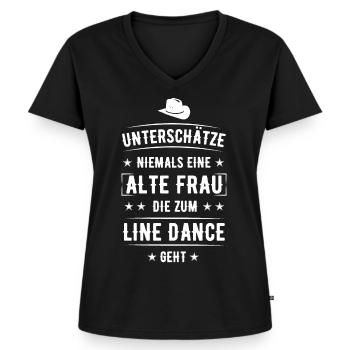 Linedance TShirt Spruch Geschenk - Frauen Premium Bio T-Shirt mit V-Ausschnitt - Schwarz - Vorne - AI Model Female 172 light (172cm)