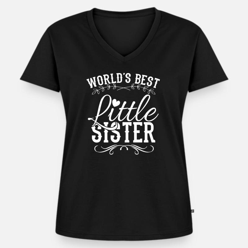 Schwester - Frauen Premium Bio T-Shirt mit V-Ausschnitt - Schwarz