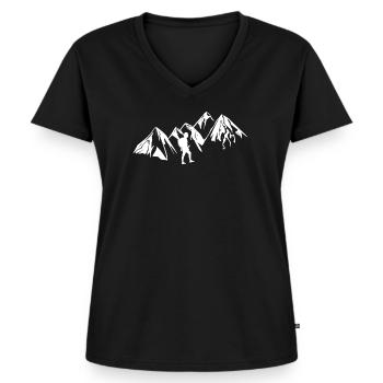 Randonneur homme de montagne - T-shirt encolure en V Premium bio Femme - noir - Devant - AI Model Female 172 light (172cm)