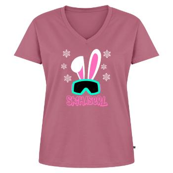 Skihaserl - Frauen Premium Bio T-Shirt mit V-Ausschnitt - Mauve - Vorne - AI Model Female 172 dark (172cm)