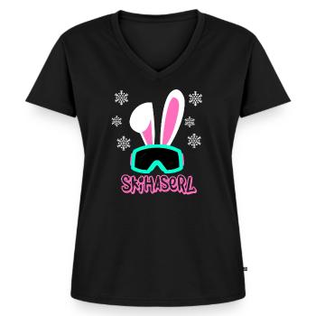 Skihaserl - Frauen Premium Bio T-Shirt mit V-Ausschnitt - Schwarz - Vorne - AI Model Female 172 light (172cm)