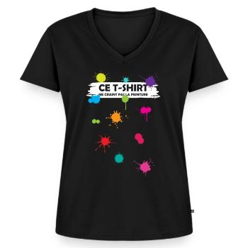 T-Shirt Ne Craint Pas La Peinture Cadeau Peintre - T-shirt encolure en V Premium bio Femme - noir - Devant - AI Model Female 172 light (172cm)
