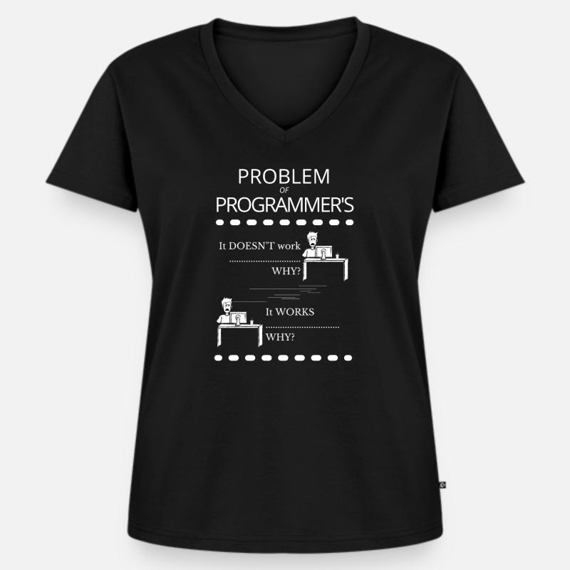 Funny programmer problem - Women's Premium Organic V-neck T-shirt - black