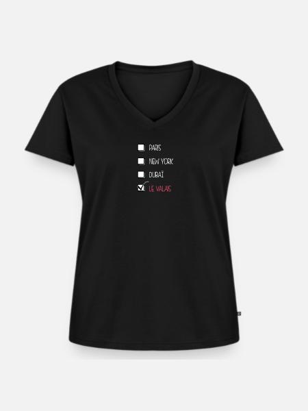 das Wallis - Frauen Premium Bio T-Shirt mit V-Ausschnitt - Schwarz