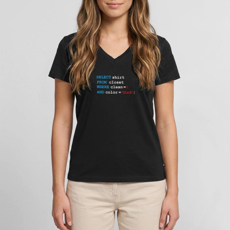 Developer Devops morning routine SQL Select Women's Premium Organic V-neck T-shirt