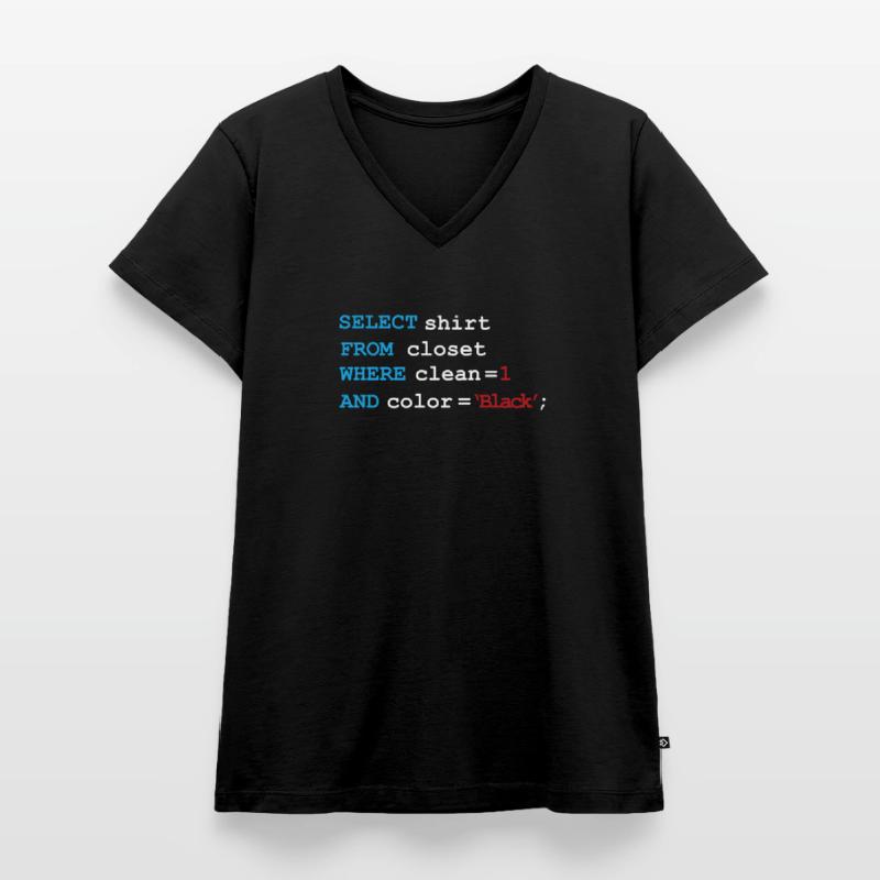 Développeur Devops matin routine SQL Select T-shirt encolure en V Premium bio Femme