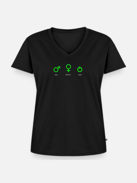 Geek - Frauen Premium Bio T-Shirt mit V-Ausschnitt - Schwarz