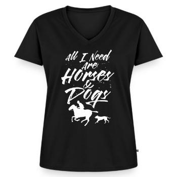 Pferde Und Hunde Reiterhof Reiter Reiten Pferd - Frauen Premium Bio T-Shirt mit V-Ausschnitt - Schwarz - Vorne - AI Model Female 172 light (172cm)