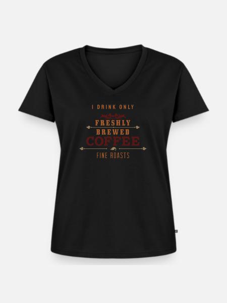 Frischer Kaffee - Frauen Premium Bio T-Shirt mit V-Ausschnitt - Schwarz