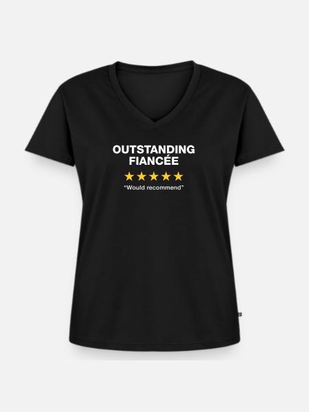 Herausragende Verlobte - Frauen Premium Bio T-Shirt mit V-Ausschnitt - Schwarz