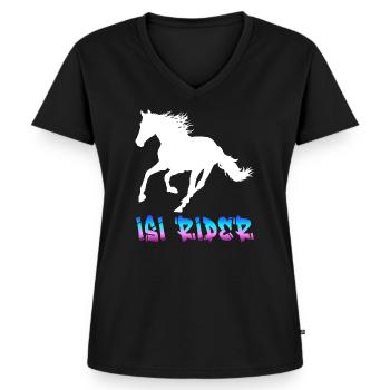 Isi Rider - Design für Mädchen, Reiter - Frauen Premium Bio T-Shirt mit V-Ausschnitt - Schwarz - Vorne - AI Model Female 172 light (172cm)