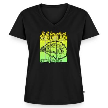 Huîtres au citron - T-shirt encolure en V Premium bio Femme - noir - Devant - AI Model Female 172 light (172cm)