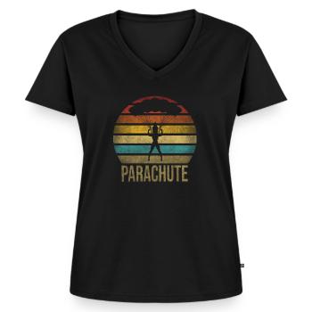 Femme parachutante Oh Chute Parachute - T-shirt encolure en V Premium bio Femme - noir - Devant - AI Model Female 172 light (172cm)