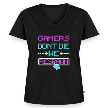 Progamer Multiplayer Spiele Pro Gaming Gamer - Frauen Premium Bio T-Shirt mit V-Ausschnitt - Schwarz - Vorne - AI Model Female 172 light (172cm)