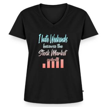Le marché boursier est fermé - T-shirt encolure en V Premium bio Femme - noir - Devant - AI Model Female 172 light (172cm)