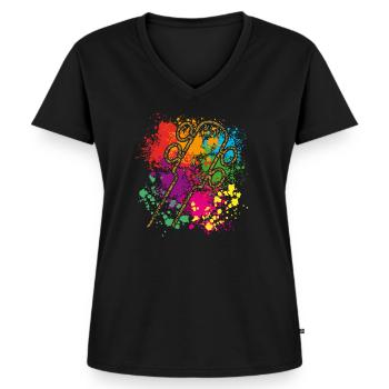 guitare basse - T-shirt encolure en V Premium bio Femme - noir - Devant - AI Model Female 172 light (172cm)
