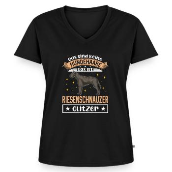 Das Sind Keine Hundehaare Das Ist Riesenschnauzer - Frauen Premium Bio T-Shirt mit V-Ausschnitt - Schwarz - Vorne - AI Model Female 172 light (172cm)