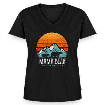 Mama Bär Mutter Frau Geschenk Eltern Paare Frauen - Frauen Premium Bio T-Shirt mit V-Ausschnitt - Schwarz - Vorne - AI Model Female 172 light (172cm)
