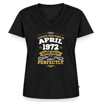 Vintage Aged To Perfection April 1972 - Women's Premium Organic V-neck T-shirt - black - Front - AI Model Female 172 light (172cm)