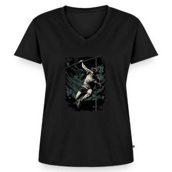 Stabhochspringer in Aktion - Frauen Premium Bio T-Shirt mit V-Ausschnitt - Schwarz - Vorne - AI Model Female 172 light (172cm)