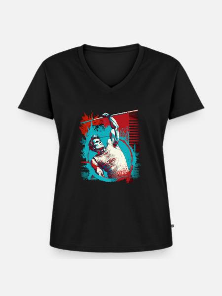 Stabhochspringer in Aktion - Frauen Premium Bio T-Shirt mit V-Ausschnitt - Schwarz