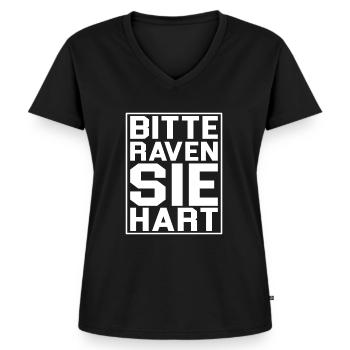 Rave Raver EDM Festival Spruch Lustig Techno Musik - Frauen Premium Bio T-Shirt mit V-Ausschnitt - Schwarz - Vorne - AI Model Female 172 light (172cm)