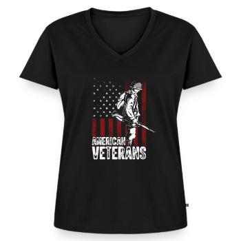 Veteran Zitat Amerikanischer Veteran - Frauen Premium Bio T-Shirt mit V-Ausschnitt - Schwarz - Vorne - AI Model Female 172 light (172cm)