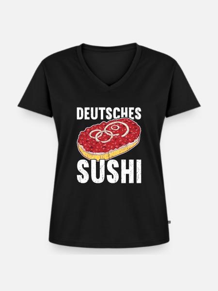 Mettbrötchen - Frauen Premium Bio T-Shirt mit V-Ausschnitt - Schwarz